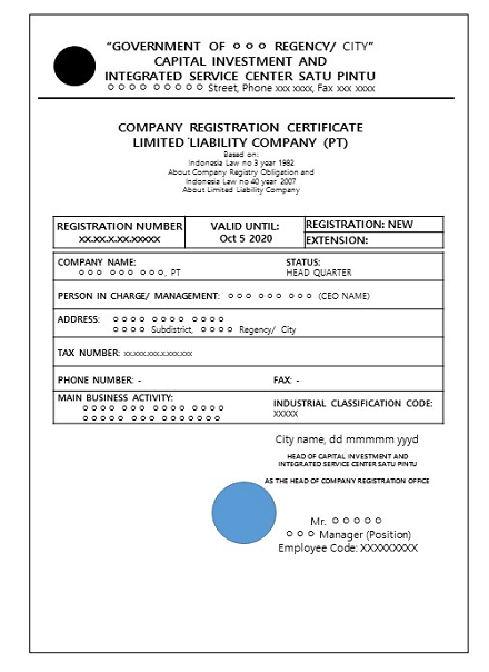 ① English business license